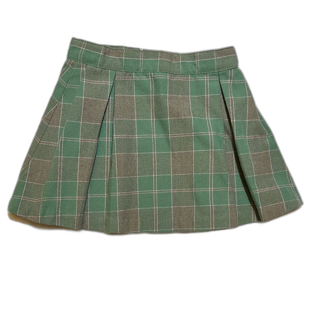 EUC The Beaufort Bonnet Co. Green and pink Plaid pleated Skirt size 5
